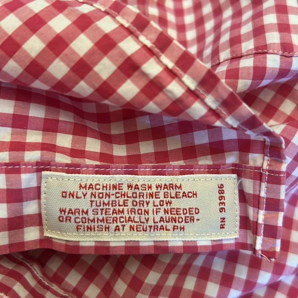 Brooks Brothers Pink White Checkered Button Down Cotton Shirt Size L EUC - Picture 8 of 10